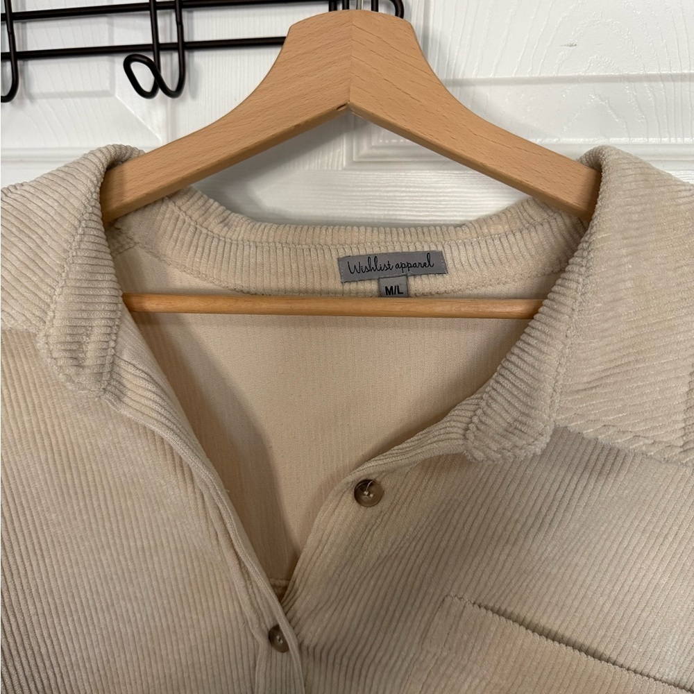 Women's Beige Button Down Shirt - Picture 2 of 3
